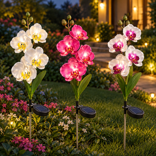 Solar Orchid Garden Lights – 5-Bloom Outdoor Flower Stake Lights
