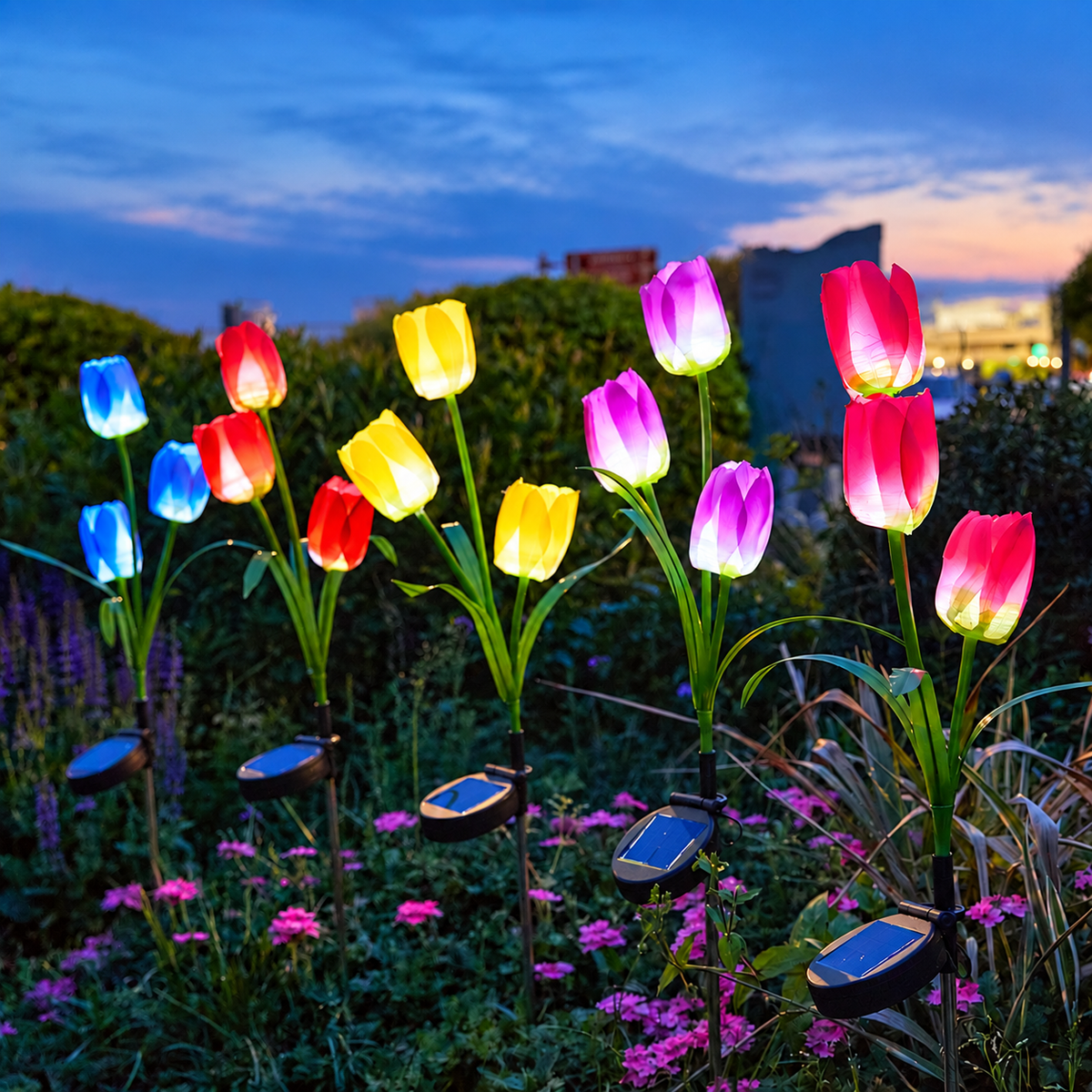 Solar Tulip Garden Lights – 3-Head Outdoor Flower Stake Lights