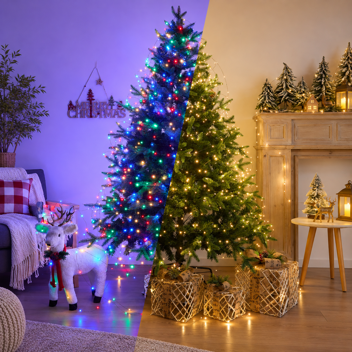 164 ft LED Christmas Tree String Lights – Dark Green Wire