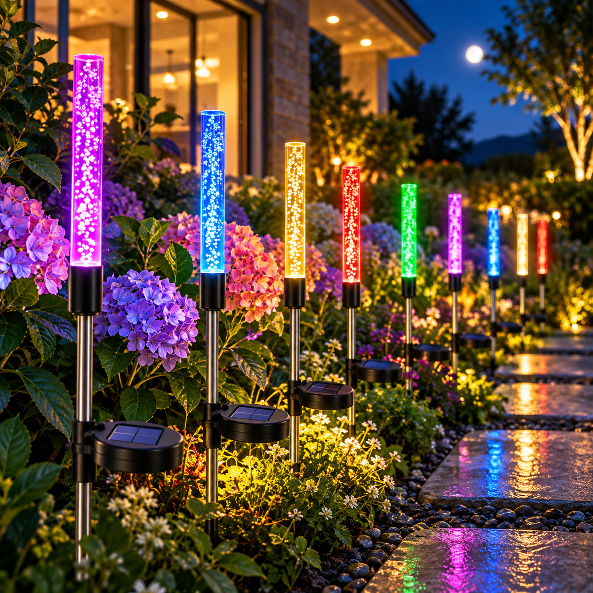 Solar Bubble Tube Garden Lights – Multicolor Outdoor Stake Lights